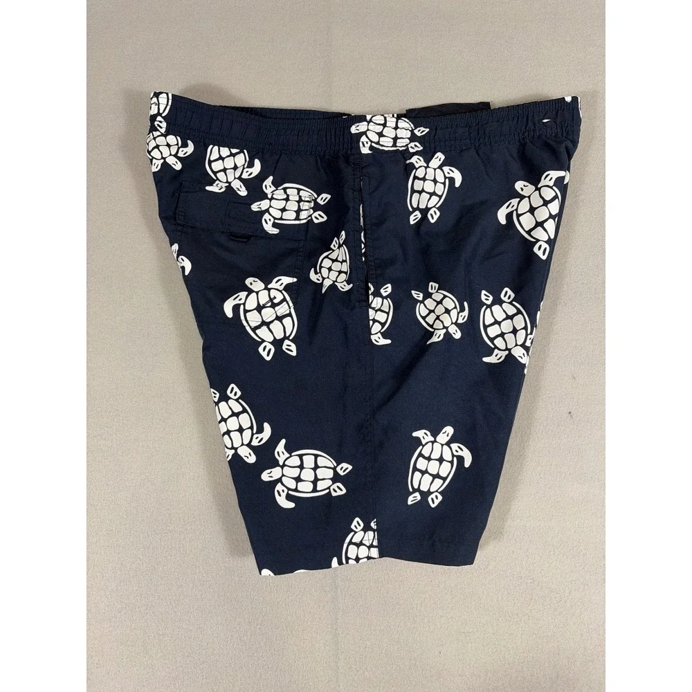 Kirkland Signature Mens Navy Blue Sea Turtle Print Swim Trunks Size Medium 0817